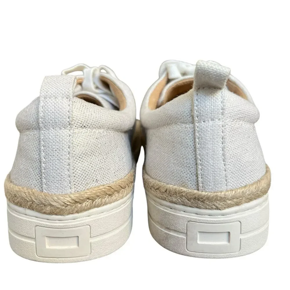 Jack Rogers Canvas Mia Metallic Gold White Tan Platform Sneakers 9.5 Espadrille